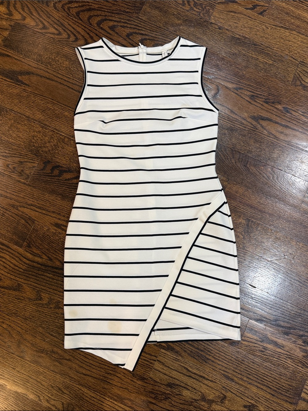 Bec & Bridge Sleeveless White & Black Striped Asymmetrical Dress 8